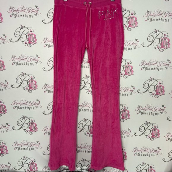 Victoria secret pink pants velour velvet pockets on bum pink with sparkly sequin - Picture 9 of 13